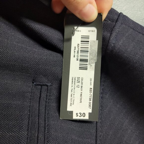 Worthington Navy Blue Pen Stripe Pencil Skirt - Picture 5 of 6